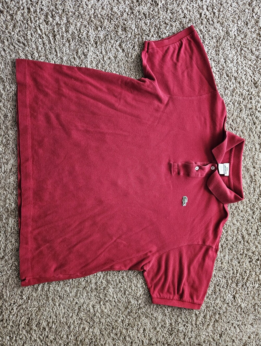 Lacoste Men's Red Polo with Embroidered Crocodile Size 8